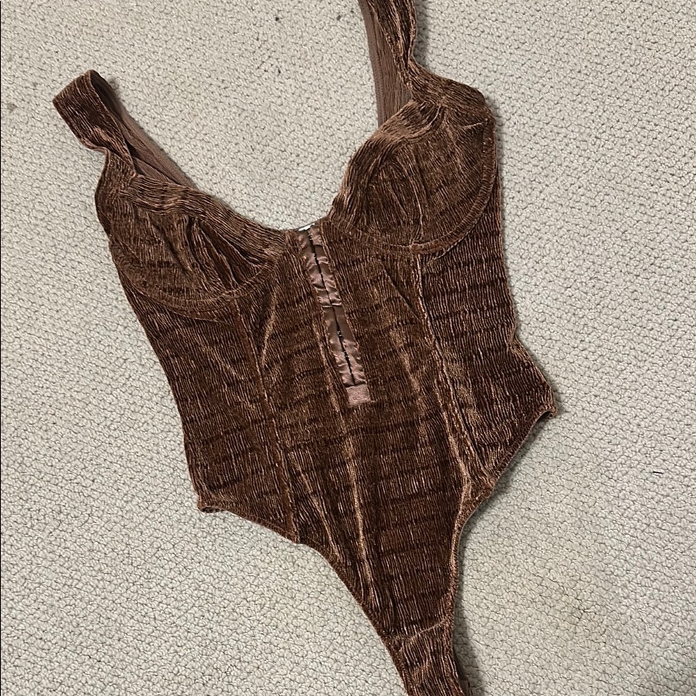 Urban Oufitters Velvet Brown Bodysuit